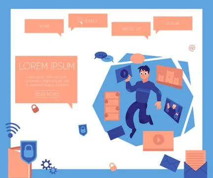 Vector man and information concept 스톡 일러스트