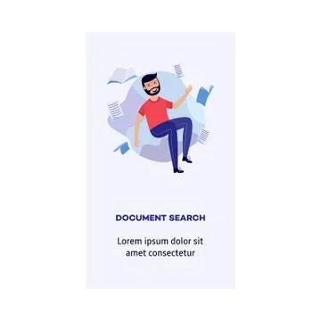 Vector man and information document search concept Stock Illustration