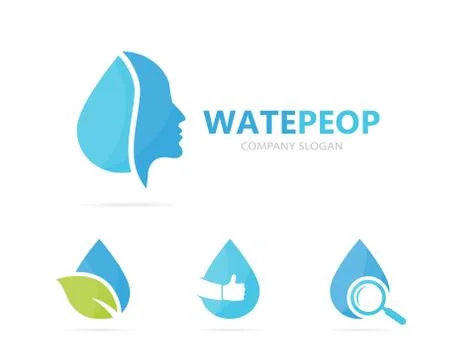 Vector of man and oil logo combination. Face and drop symbol or icon. Unique Stock Illustration