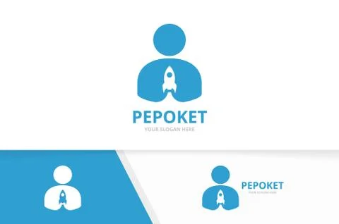 Vector man and rocket logo combination. People and start up symbol or icon Stock Illustration