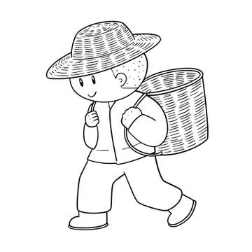 Vector of man and wicker basket Stock Illustration