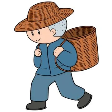Vector of man and wicker basket Stock Illustration