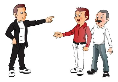 Vector of man blaming his rivals. Stock Illustration