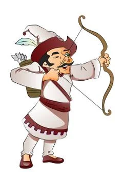 Vector of a man with bow and arrow. Illustrazione stock