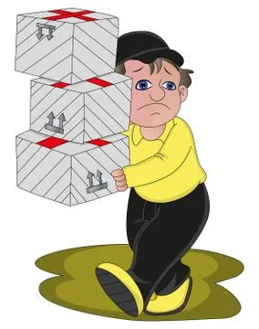 Vector of man carrying heavy boxes. Stock Illustration