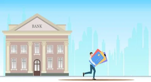 Vector of a man carrying multiple credit cars Stock Illustration