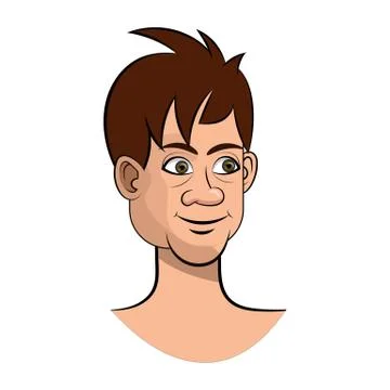 Vector man cartoon character head isolated on white Stock Illustration