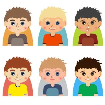 Vector man character avatars. Set of people icons  with faces Illustrazione stock