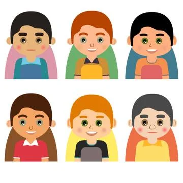 Vector man character avatars. Set of people icons  with faces Stock Illustration