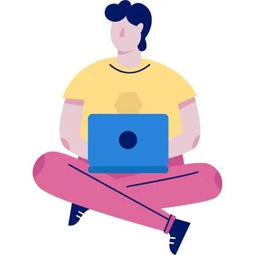 Vector man chatting social network on laptop icon Illustration
