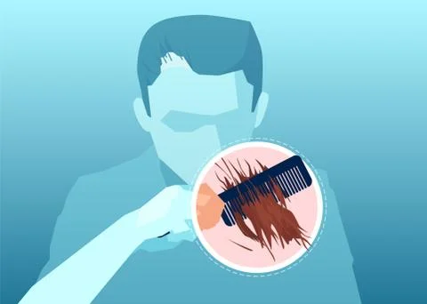 Vector of a man combing and loosing hair Stock Illustration