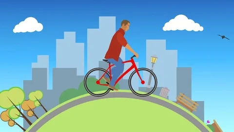 Vector Man Cycling Outdoors Stock Footage 80544029