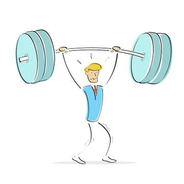Vector man doing weight lifting Stock Illustration