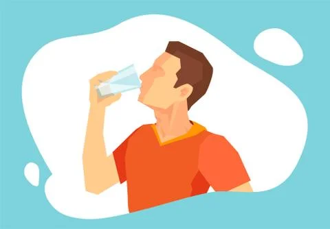 Vector of a man drinking water from a glass. Illustrazione stock