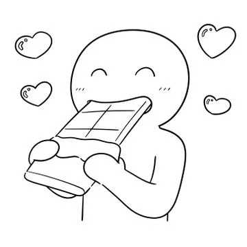 Vector of man eating chocolate Stock Illustration