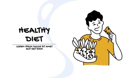 Vector of a man eating healthy snacks, sticks to a healthy diet Stock Illustration