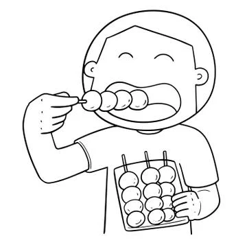 Vector of man eating meatball Stock Illustration
