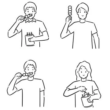 Vector of man eating meatball Stock Illustration