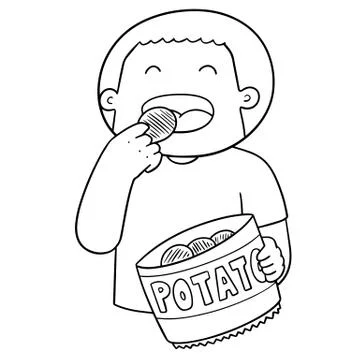 Vector of man eating potatoes Stock Illustration