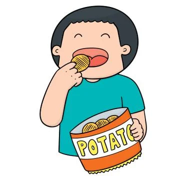 Vector of man eating potatoes Stock Illustration