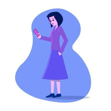 Vector man with flat phone Stock Illustration