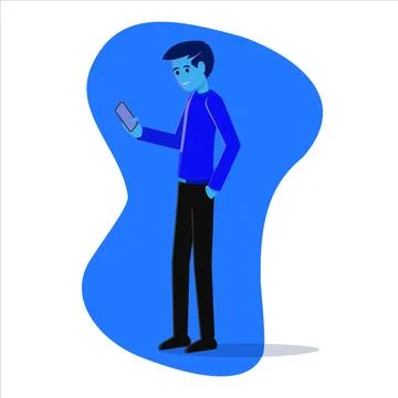 Vector man with flat phone Stock Illustration