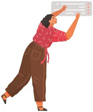 Vector man in flat style icon. Person holds sheet of paper with information in Stock Illustration