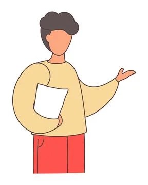 Vector man in flat style icon. Man or woman with short dark hair isolated on Stock Illustration