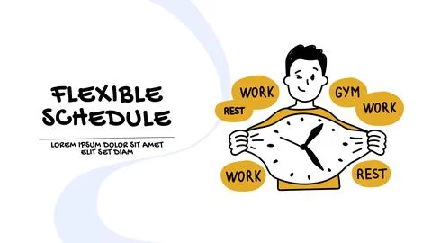 Vector of a man with a flexible job schedule good life work balance Stock Illustration