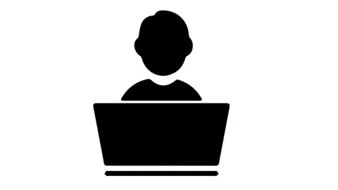 Vector of a man in front of a laptop with a white background Stock Footage 333871757