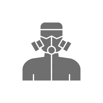 Vector man in gas mask gray icon. Illustrazione stock
