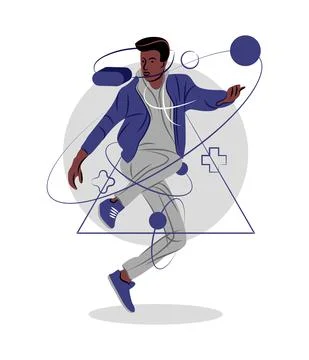 Vector man in graphic style. Digital art Stock Illustration