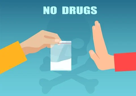 Vector of a man hand gesture rejecting drug offer. Stock Illustration