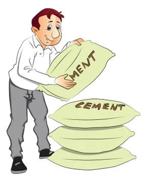 Vector of man holding cement sack. Stock Illustration