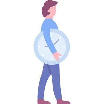 Vector man holding clock time management icon Stock Illustration