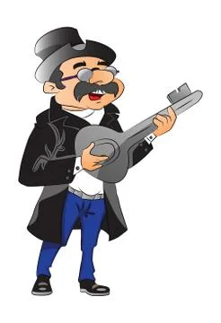 Vector of a man holding a giant key. Stock Illustration
