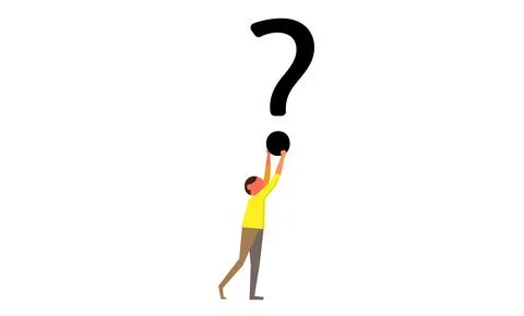 Vector man holding a question mark. illustration in the simple flat style Stock Illustration