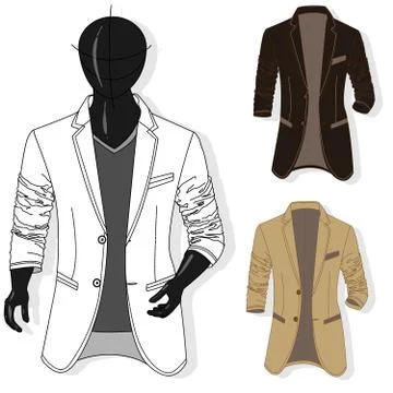 Vector man jacket illustration set. Fashion clothes collection. Stock Illustration