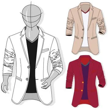 Vector man jacket illustration set. Fashion clothes collection. Stock Illustration