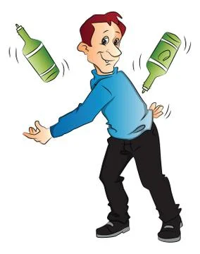 Vector of man juggling bottles. Stock-Illustration