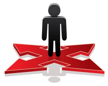Vector man making a choice on crossroads Stock Illustration