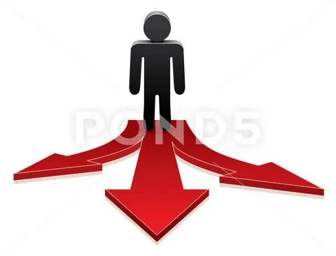 Vector man making a choice on crossroads Stock Illustration