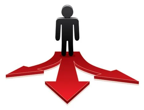 Vector man making a choice on crossroads Stock Illustration