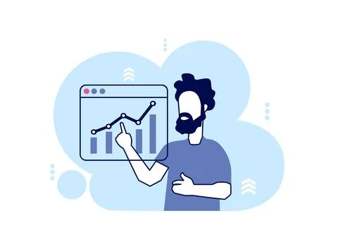 Vector of a man making presentation of a Financial analysis Stock Illustration