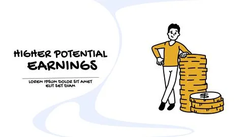 Vector of a man with new ideas to increase his income Stock Illustration