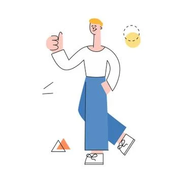 Vector man with notebook showing thumbs up Stock Illustration
