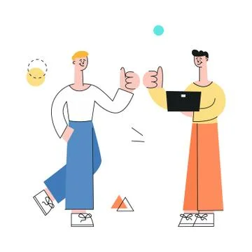 Vector man with notebook showing thumbs up Stock Illustration