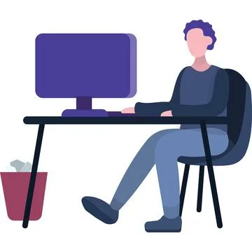 Vector man in office using cloud data storage icon Stock Illustration