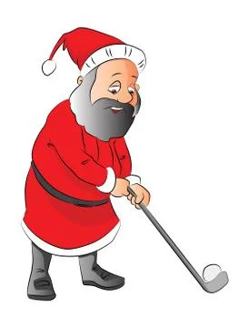Vector of a man playing golf in santa's costume. 库存插图