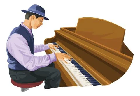 Vector of man playing piano. Stock Illustration